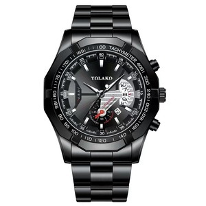 Fashion Luxury Men's Sport Quartz <b>Watch</b> <b>Black</b> Gold Tone Chronograph Tachymeter Waterproof Stainless Steel Strap Luminous <b>Watch</b> - Product Image 3