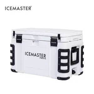 Icemaster forro de plástico para acampamento, forro de grau alimentar personalizado 70l, peito de gelo pu para camping com assento acolchoado confortável