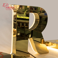 Letrero con Logotipo Retroiluminado en Oro Personalizado, Letras de Canal LED 3D de Acero Inoxidable, Señalización Comercial para Exteriores