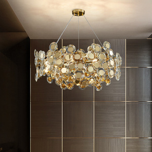 Postmodern avize altın çelik kristal yuvarlak kolye lamba oturma odası yatak ev ofis kapalı lamba dekor - Product Image 5