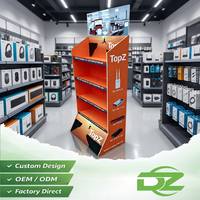 Support d'affichage au sol pliable en PVC personnalisé pour la vente au détail d'électronique |   Présentoir pour routeurs et batteries externes pour promotion en magasin OEM