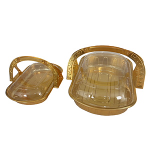 Boîte cadeau grenade en PET jetable, de qualité alimentaire, pliable, en forme de panier, avec poignée, en plastique doré de luxe, portable, pour dattes, pâtisseries et pain - Product Image 4