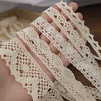 Bordure en dentelle à œillets au Crochet en coton, ruban en dentelle Vintage, bord festonné pour la décoration de mariage