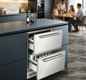 Vanace 145L Dual Zone Stainless Steel Refrigerator Touch Control for Home Outdoor <b>Kitchen</b> Double Drawer Beer Beverage Cooler - Product Image 1