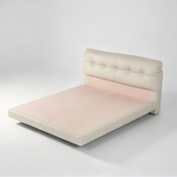 Cadre de lit King/Queen Size moderne, simple, luxueux et confortable, recouvert de cuir véritable, assemblé pour la chambre à coucher, V433