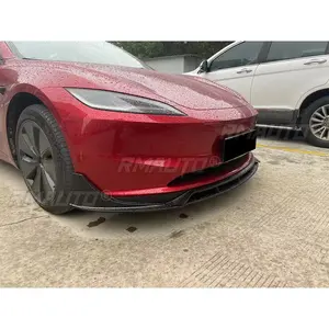 Pour Tesla Model 3 Performance Style 2024, lèvre de pare-chocs avant, diffuseur, séparateur, spoiler, garniture noire brillante style fibre de carbone - Product Image 4