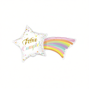Ballon d'anniversaire en forme d'étoile arc-en-ciel Party Love 103 cm, décorations en plastique à gonfler à l'hélium, fournitures pour fêtes d'enfants - Product Image 1