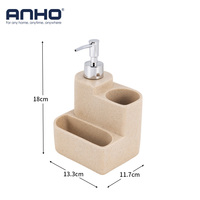 Distributeur de savon manuel finition pierre de grès, bouteille rechargeable pour évier de cuisine et lavage de la vaisselle