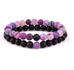 Fashion natuursteen vorst kleur agaat matte onyx kralen armband set