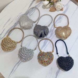 2025 nouveau gros fête <span class=keywords><strong>mariage</strong></span> Banquet accessoires Mini sac à main sacs à main sacs de soirée gland strass amour coeur embrayages sacs - Product Image 2