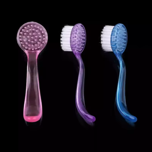 Curved Handle Nail <b>Dust</b> <b>Brush</b> Round Head Cleaning <b>Brush</b> with Lid Plastic Manicure Tool - Product Image 2