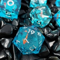 Fish Lucky Quicksand Blue Liquid Sharp Edge Jeu de dés en résine Cadeaux Ensemble de dés 7 pièces Donjons et Dragons