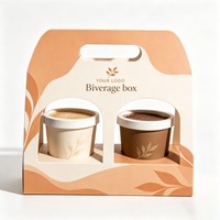 Support de tasses à café jetable en carton ondulé personnalisé, plateau portable pour 2/4/6 tasses, boîte en papier pour transport de vin à emporter