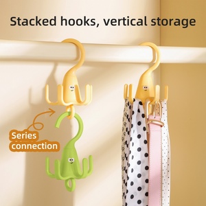 Space Saving Banana Five Rotated Hanger Hooks <b>Wardrobe</b> Clothes Rack Organizer Bag Belt Scarf <b>Hanging</b> Rack Closet Hanger - Product Image 4