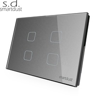 Panneau de commutateur Smartdust écran tactile ligne en direct unique 4 gangs 1 voie interrupteur électrique mural interrupteurs de lumière tactiles normaux italiens