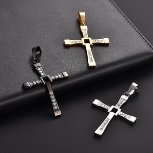 Collier Hip Hop avec pendentif croix en strass Dominic, en acier inoxydable 316L, bijou Jésus pour hommes et femmes - Product Image 3