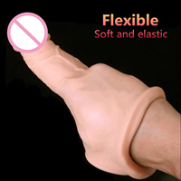 Manchon Pénis Réutilisable Grand Pénis Extender Condom Cock Extension Dick Enlargissement Sex Toys Pour Hommes Agrandissement Time Delay