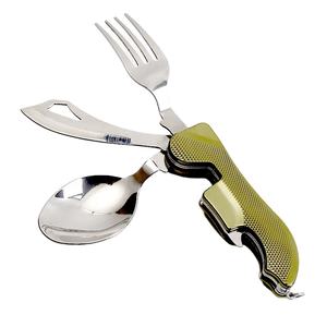 Abnehmbare Camping Utensilien Besteck Edelstahl Tragbare faltbare Messer Gabel Löffel Flaschen öffner - Product Image 1