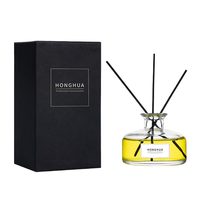 Bouteilles de diffuseur à roseaux en verre rond et plat de luxe, 200 ml et 350 ml, pour l'emballage d'huiles d'aromathérapie, vente en gros