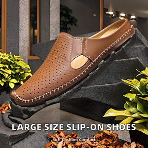 Zapatos Sin Cordones de Talla Grande, Transpirables, Acolchados, para Primavera, Verano y Otoño, Zapatos Cómodos para Caminar, de Cuero Genuino Cosidos a Mano para Hombre - Product Image 3