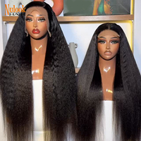 Perruque de cheveux humains 4C bouclés, lisses afro Yaki, sans colle, avec dentelle frontale HD 13x6 transparente, cheveux indiens bruts