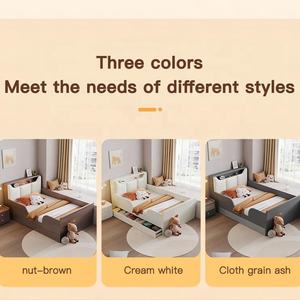 <span class=keywords><strong>Lit</strong></span> double multifonctionnel pour bébé avec tête de <span class=keywords><strong>lit</strong></span> en cuir, rangement intégré, design moderne et robuste - Product Image 5