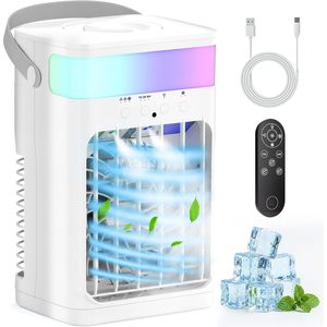 Climatiseur portable Poweel, réservoir d'eau de 1600 ml, 3 vitesses de ventilation, 3 minuteries, refroidissement rapide, modèle blanc ZF06 - Product Image 1