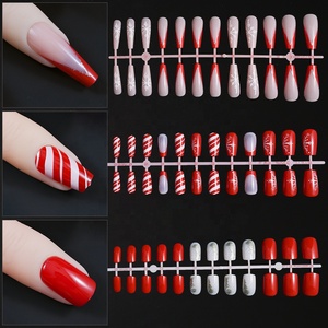 120 <span class=keywords><strong>Uñas</strong></span> Postizas de Navidad con Diseño de Alce y Copo de Nieve, <span class=keywords><strong>Uñas</strong></span> Acrílicas <span class=keywords><strong>Cortas</strong></span> y Redondas, <span class=keywords><strong>Uñas</strong></span> de Ataúd para Manicura - Product Image 2
