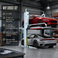 Équipement de stationnement intérieur Elevopark, élévateur de voiture à deux poteaux à double empilage pour villas privées et garages résidentiels