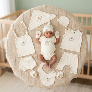 Ensemble de vêtements pour bébé 4 pièces unisexe 100% coton respirant, barboteuse à manches courtes, débardeur, pantalon, bavoir, chapeau, gants, tenue d'été mignonne - Product Image 4