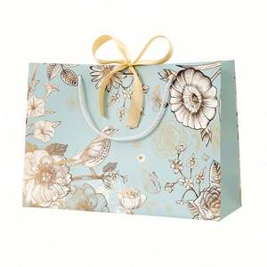 Custom Personalized Print Logo Sliding Jewelry <b>Box</b> Folding Shopping Paper <b>Gift</b> Bags with Rope Handles - Product Image 3