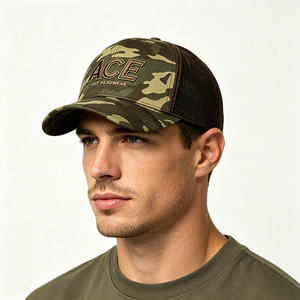 Men <b>Camo</b> Trucker Hat Camouflage Front Panel Canvas Mesh Back Trucker <b>Cap</b> 3D Embroidery Adjustable Snapback Hat Outdoor - Product Image 1