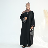 Sharut Nouvelle Abaya Modeste Broderie Aïd Ramadan, Robe Musulmane pour Femmes, Abaya de Dubaï, Vêtement Islamique, Robe Musulmane en Lin