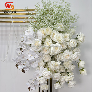 LISSE petite rangée de fleurs suspendus fleur toile de fond décor fleur blanche artificielle coureur pour mariage événement décor - Product Image 1