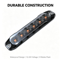 Luz Estroboscópica de Advertencia Delgada de 6 LED para Montaje en Superficie, 130 mm, 10 W, 9 Modos de Destello, Lámpara Intermitente Impermeable para Camiones, Furgonetas, Autobuses y Remolques