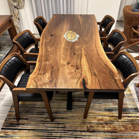 Table en bois massif à bord naturel, design moderne, prix d'usine, pour cuisine, bureau à domicile, restaurant, salle à manger