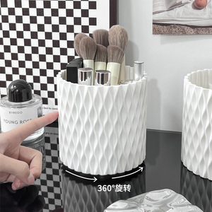Rotating Makeup Brush Holder <b>White</b> Plastic Cosmetic Storage Organizer Desktop Makeup <b>Pen</b> Eyeshadow Brush Container - Product Image 4
