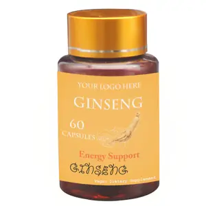 Ginseng रूट निकालने कैप्सूल ऊर्जा समर्थन स्वास्थ्य पूरक 60 कैप्सूल प्रति बोतल लोगो मुद्रण उपलब्ध है