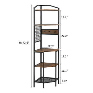 Estantería de madera de estilo industrial para sala de estar y oficina, mueble esquinero con marco de metal de 5 niveles - Product Image 6