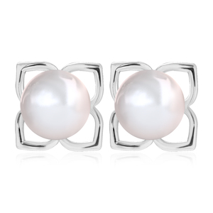Encantadores pendientes de tuerca en forma de flor adornados con accesorio de perla <span class=keywords><strong>Swarovski</strong></span> Pendientes elegantes de Daisini chapados en oro de 18 quilates - Product Image 5