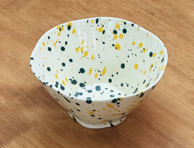 Bol à encre éclaboussante - Bol de 6 pouces en vert et jaune