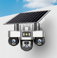 Cámara Solar V380 Pro de 3 Lentes, Exterior, IP66 Impermeable, Audio Bidireccional, Visión Nocturna en Color, Seguimiento de Movimiento Humano, Gran Angular, 4G/WiFi