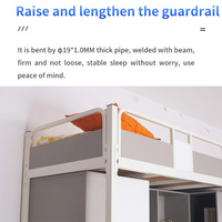 Lit mezzanine avec cadre en métal pour adultes, peu encombrant, pour l'école ou l'hôtel.