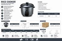 Cuisinière à riz électrique antiadhésive 1,5 L 500 W 230 V