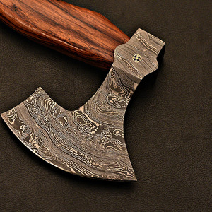 Outdoor Camping Use Premium Damascus Steel Camping <b>Axe</b> Hand Forged <b>Wooden</b> Handle Factory Direct Damascus Steel Bushcraft <b>Axe</b> - Product Image 3