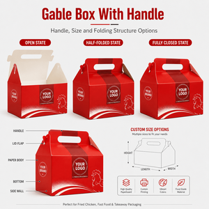 Caja de Papel para Alimentos con Asa, Impresa Personalizada, para Pollo Frito, <span class=keywords><strong>Comida</strong></span> Rápida para Llevar - Product Image 2