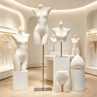 Mannequin buste femme en tissu suédé sans tête, support métallique réglable en hauteur, pour présentation de lingerie, sous-vêtements et robes, idéal pour boutique