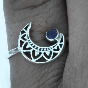 Anillos de Plata de Ley 925 Hechos a Mano en India, con Piedras Preciosas de Lolita Natural, Engaste de Bisel, Estilo Bohemio para Bodas, Venta al Por Mayor - Product Image 3