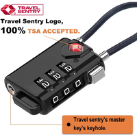 Casiers de rangement pour salle de sport, bagages, cadenas à combinaison à 3 chiffres réinitialisable, noir, approuvé par la TSA, cadenas à câble pour bagages