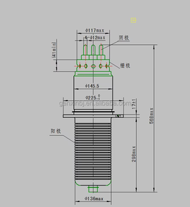Вакуумная электронная лампа, высокочастотная осцилляционная лампа, стеклянный триод, 100 кВт, электронная лампа-триод, высокомощный триод FD-911S - Product Image 5